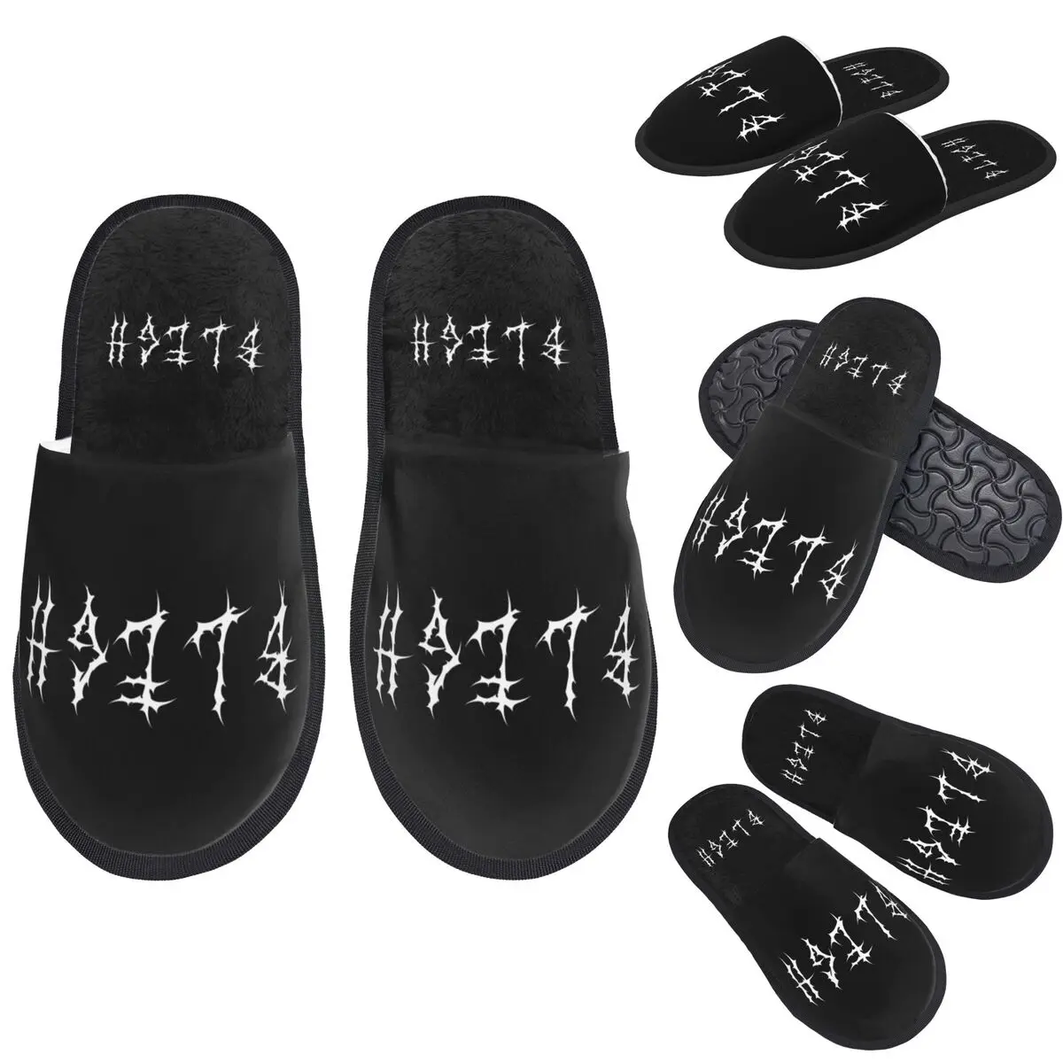 Custom Blegh Heavy Metal Funny Metalcore Deathcore Death Metal Singer Metalhead Slippers  House Slipper Bedroom Fluffy Shoes