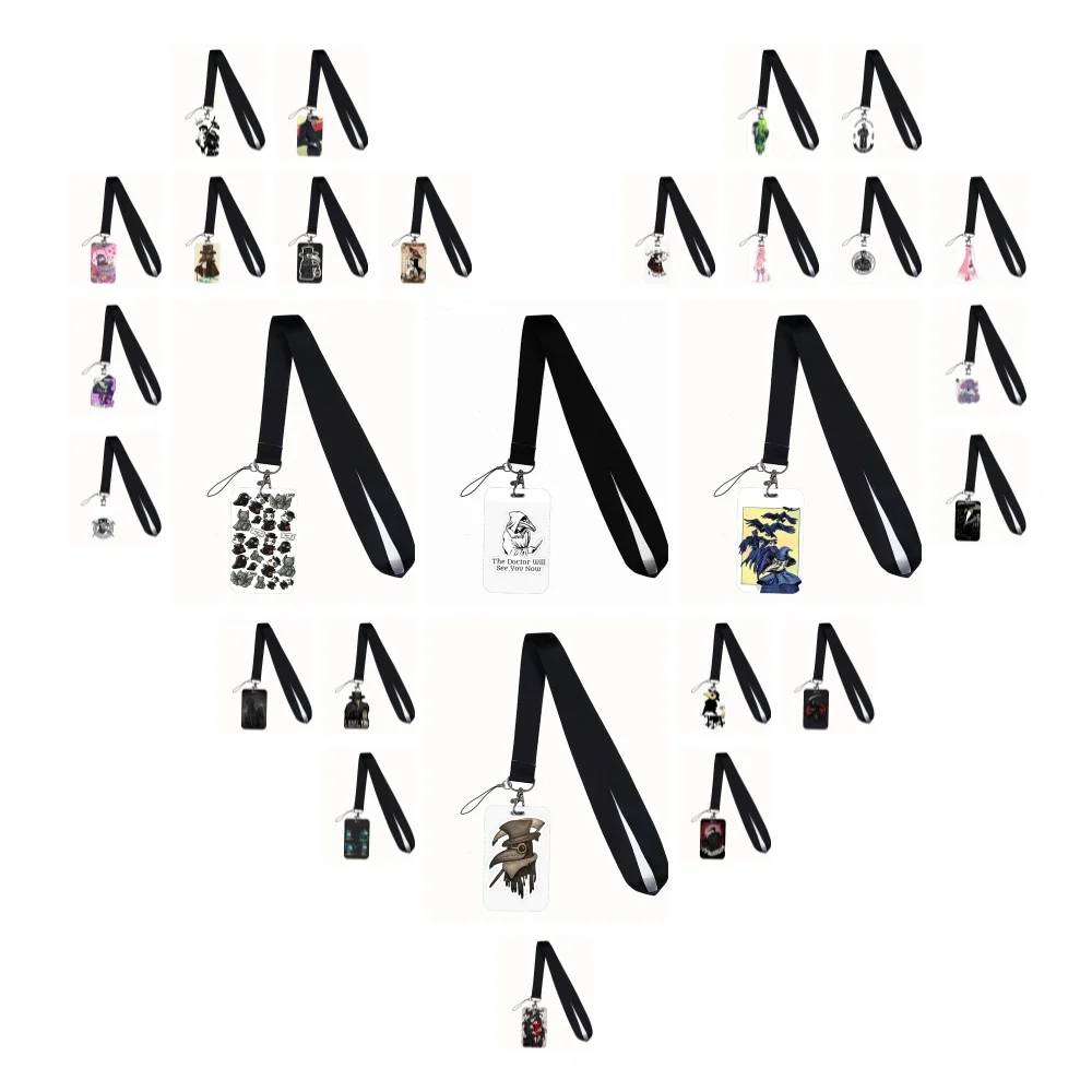 Plague Doctor Keychain Lanyard ID Badge Holder Mobile Phone Strap Neckband Webbing Ribbon Accessories for Keys