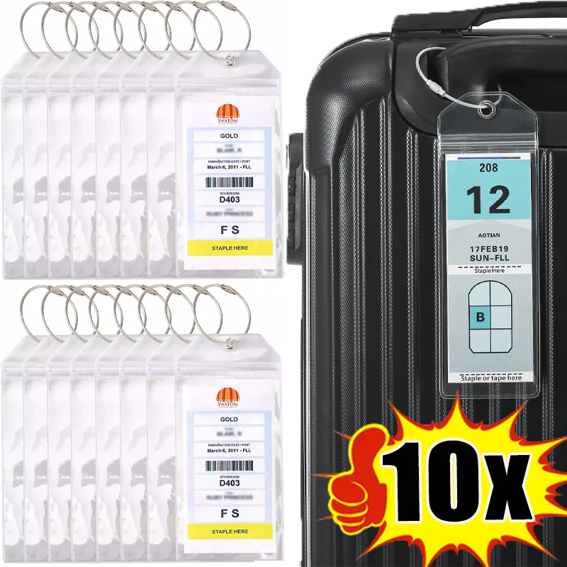 Aircraft Checked Luggage Identification Tag PVC Suitcase Hanging Tag Transparent Waterproof Card Sleeve Luggage Hanging Tag