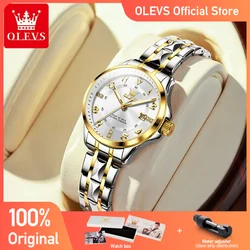 OLEVS Women's Watches Elegant Temperament Original Quartz Watch for Ladies Stainless Steel Waterproof Luminous Date Fashion