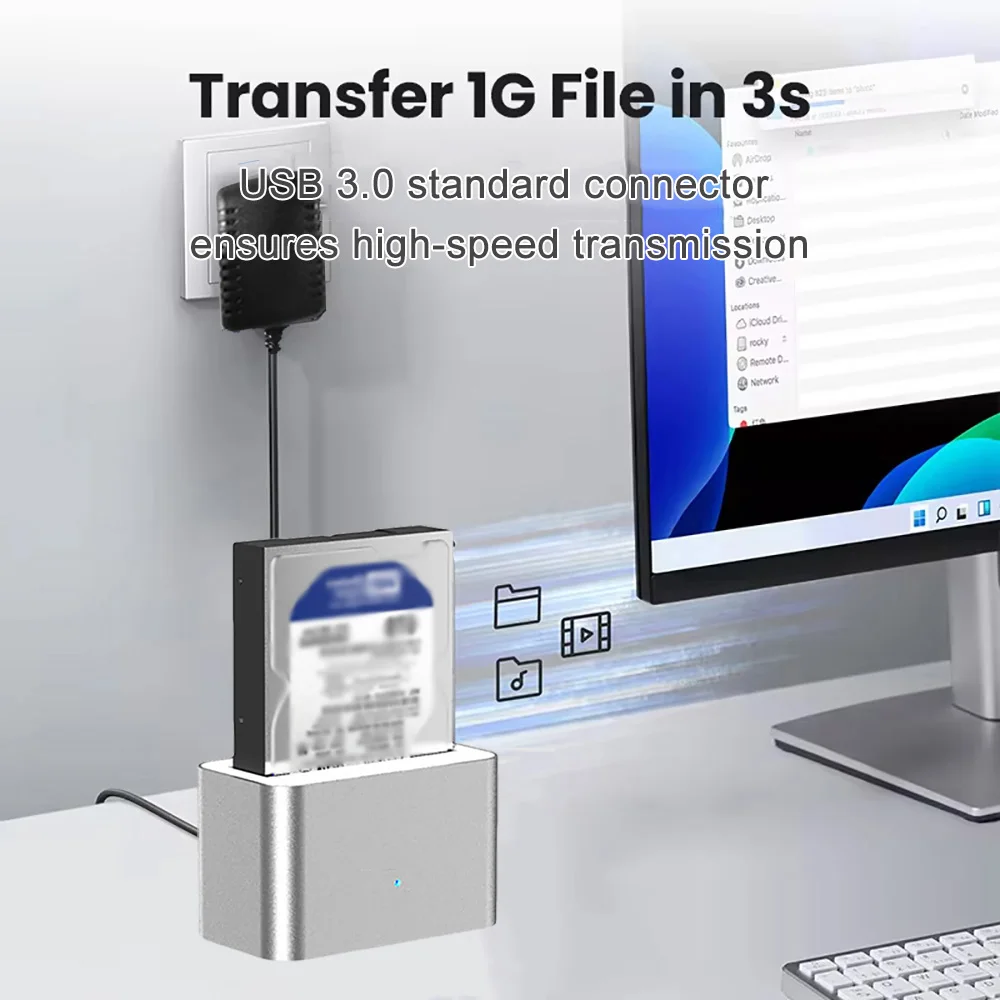 HDD 도킹 스테이션 SATA-USB 3.0 어댑터, 2.5 3.5 SSD 디스크 케이스, HDD 박스 도크, 하드 드라이브 베이스 인클로저 도킹 스테이션