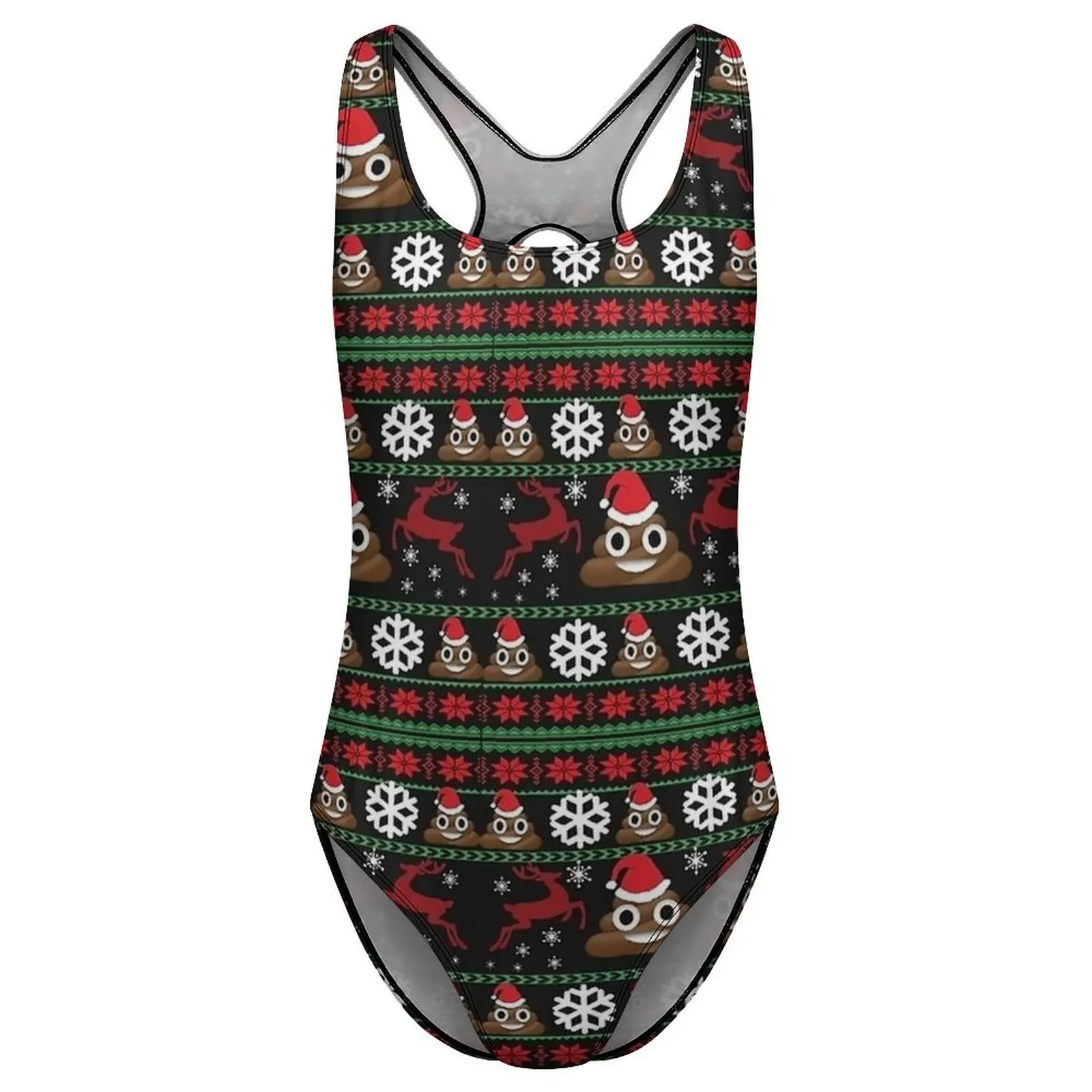 Funny Poop Christmas Gifts Ugly Christmas Swimsuit Sexy  One-Piece Swimwear Push Up Swimsuits Vintage Holiday Rave Monokini image 3