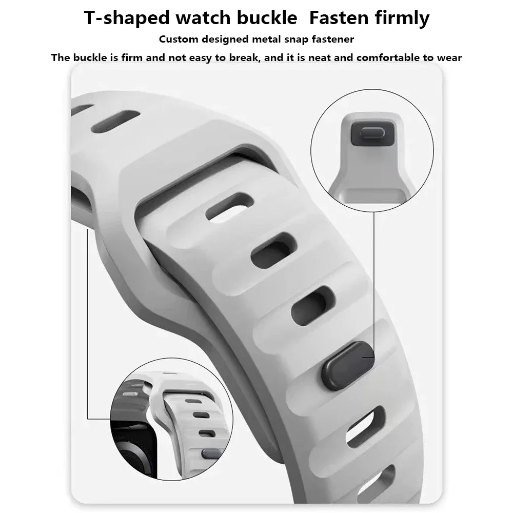 Sport Strap for Apple Watch Ultra 2 Band 49mm 45mm 41mm 44mm 40mm Silicone Bracelet Wristaband for iWatch Series 9 8 7 6 5 4 SE