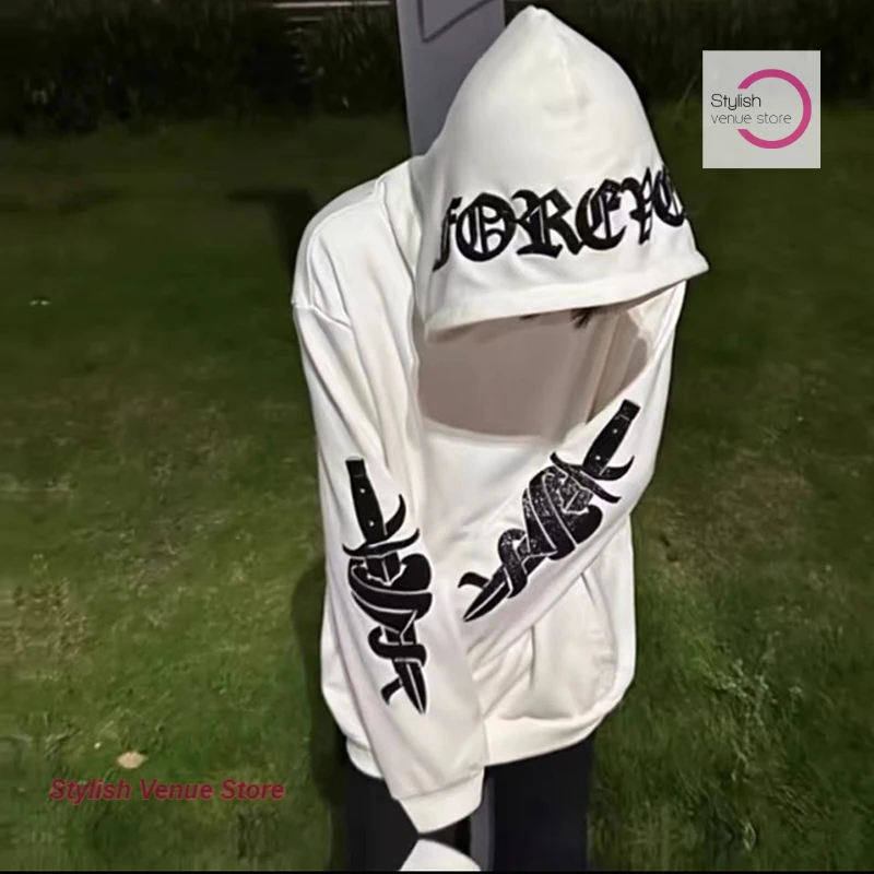 American hooded casual Joker White Sweater Women's Spring and Autumn New Couples' Fashion temperament loose long-sleeved tops