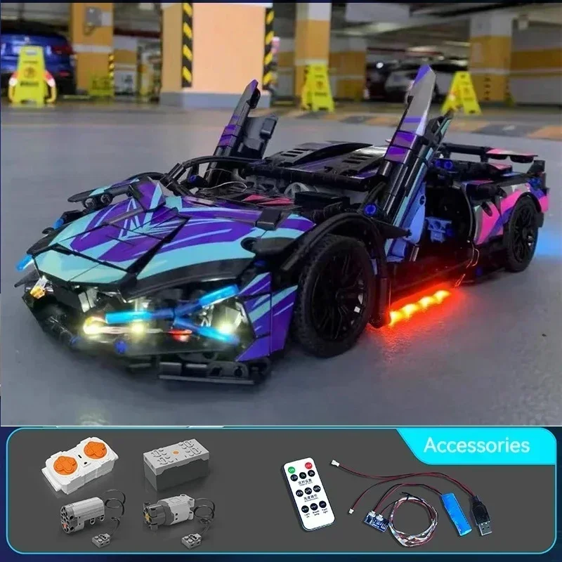 1314-teiliger Technischer Rennwagen-Bausatz Lamborghini Hypercar Rennwagen-Modell Spielzeug Geschenk für Kinder und Erwachsene