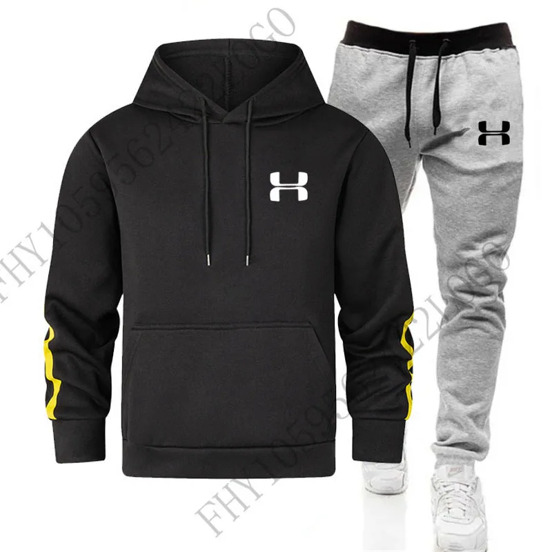 Lässige Herren Jogging hose Rundhals ausschnitt lose neue Herbst und Winter Hoodie Set, Mode Brief Hoodie Sport Jogging hose 2 Sets