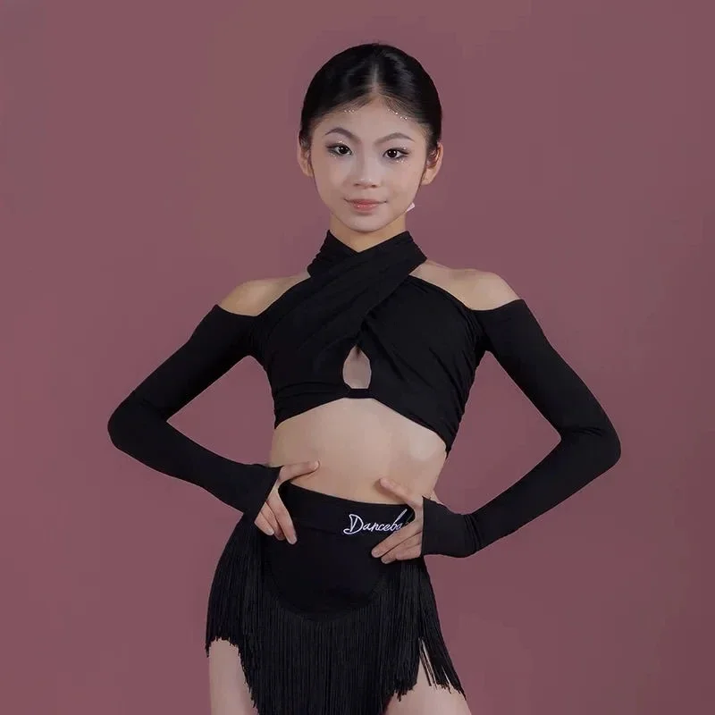 Vêtements de danse en ligne, costume de scène, jupe à franges, léopard, costume de concours de danse latine, vêtements de danse à pompon, tenue latine et américaine