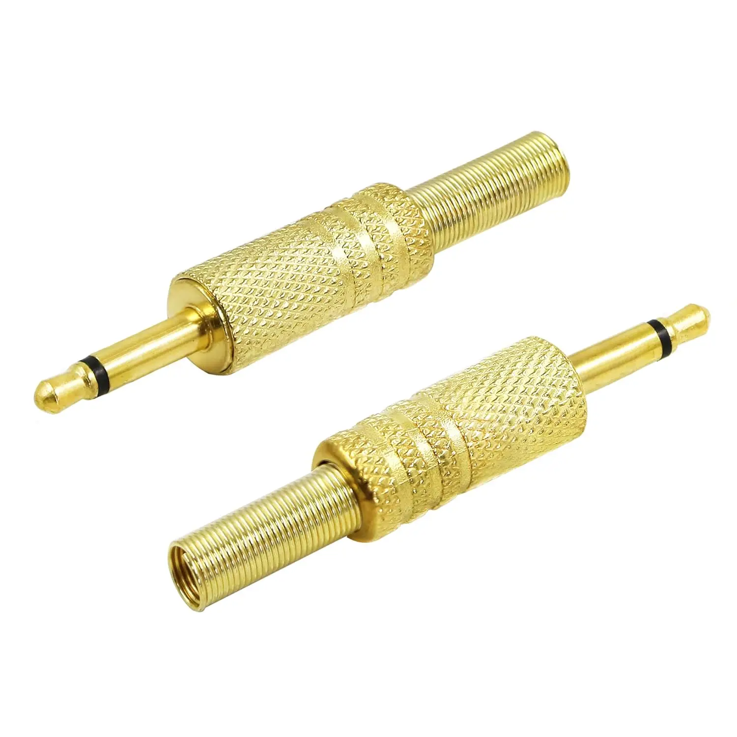 10pcs Replacement 3.5mm Mono TS 2 Pole Male Plug Audio Coax Cable Solder Gold Adapter Connector DIY Repair Headphones Headset