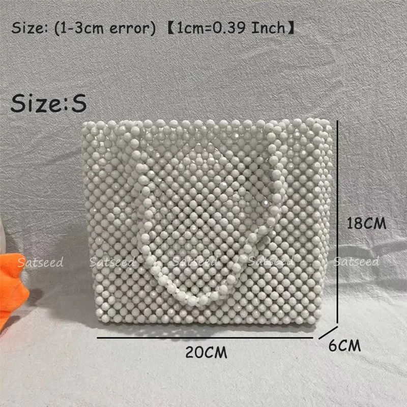 Ins Popular Bead Bag Rainbow Hand-woven Pearl Celebrity Handbag Unique Design Colourful Ladies Party High Quality Summer