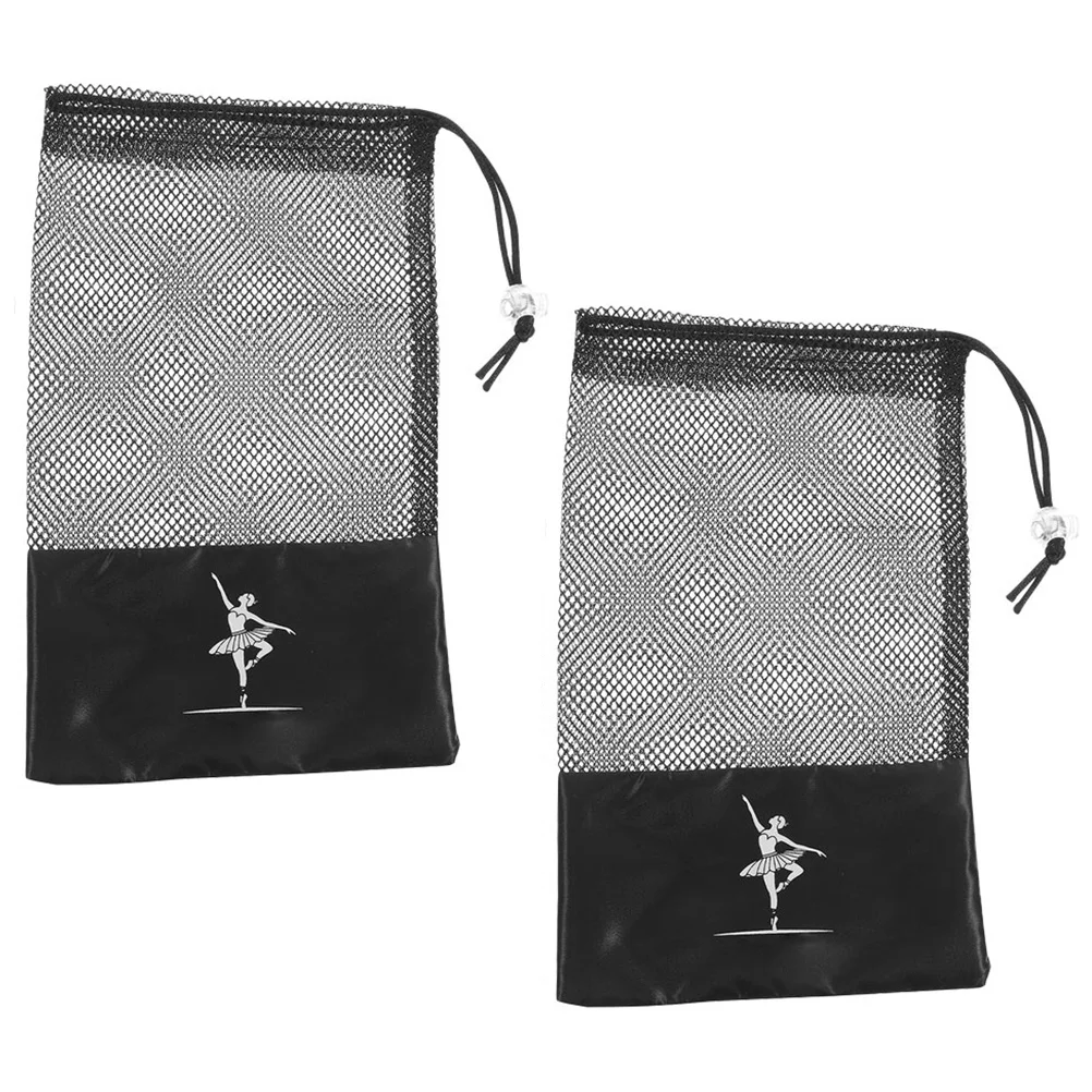 2 قطعة حقيبة أحذية الباليه الساتان شبكة الرباط الحقيبة خفيفة الوزن أحذية الرقص حقيبة التخزين للنساء حذاء الباليه قابلة لإعادة الاستخدام
