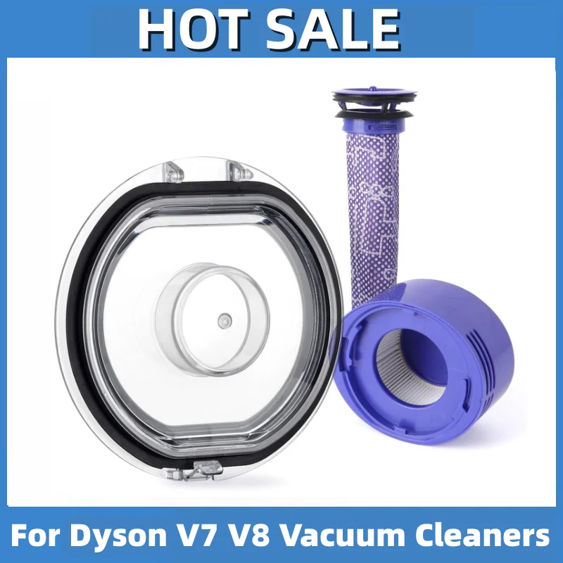 For Dyson V7 V8 Vacuum Cleaners Replacement Pre-Filter and Post- Filter Bottom Lid Top Fixed Sealing Ring of Dust Accessories