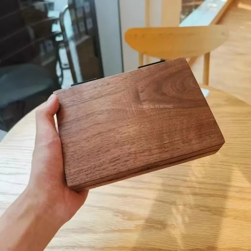 

Black Juglans Wood Watercolor Pigment Sketch Box Art College Students Outdoor Sketch Painting Portable Folding Colour Mixing Box