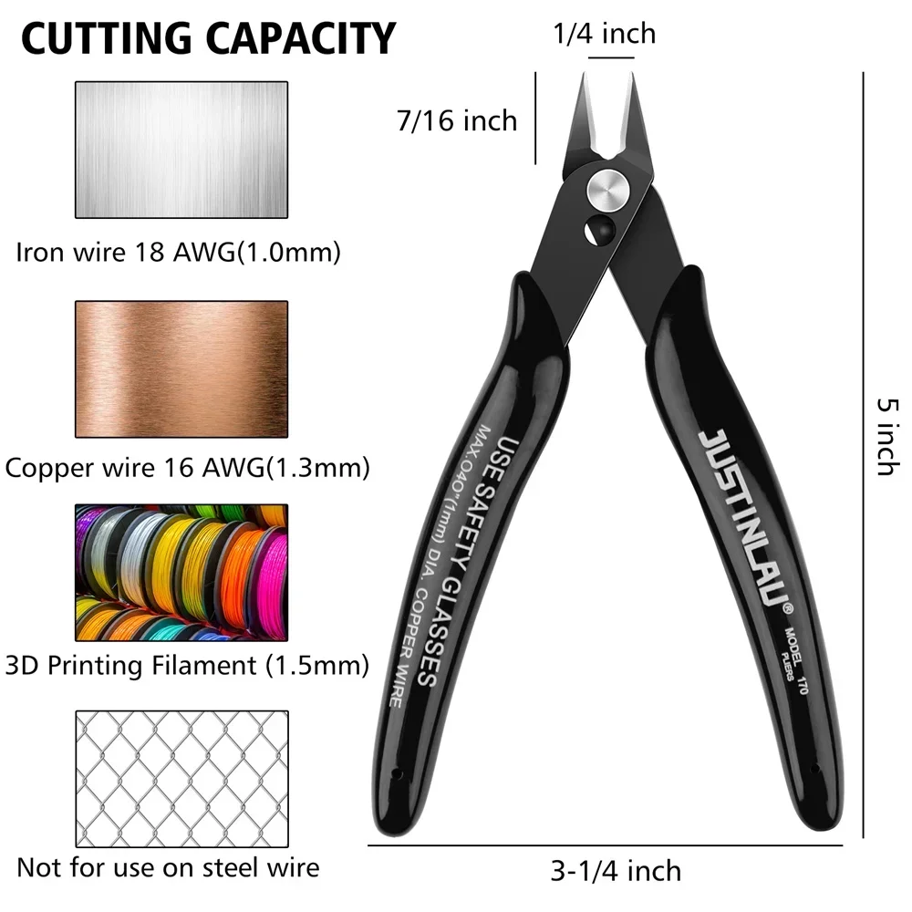 2Pcs Mini Nose Cutting Plier Electrical Wire Cable Cutter  Metal Side Snips Flush Pliers Convenient Durable Tool