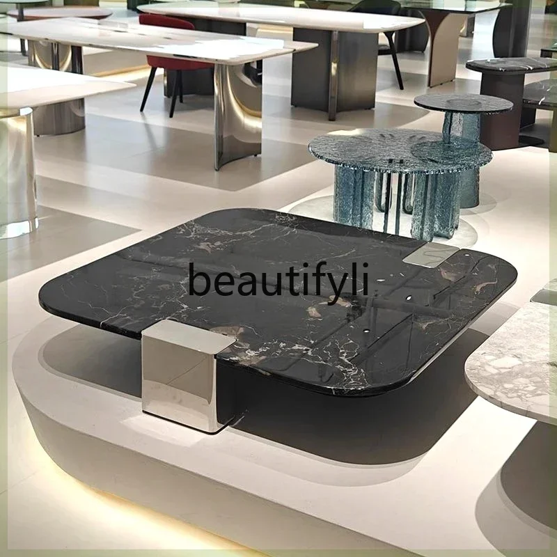 LJY2024 new coffee table Heleyou carp imitation luxury stone coffee table marble