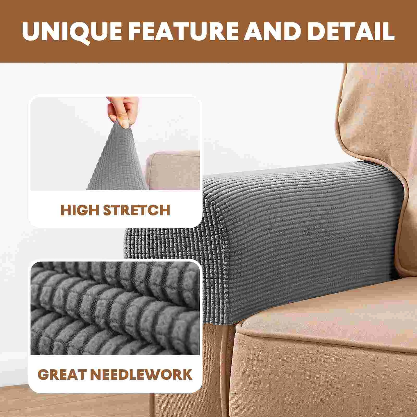 2 Pcs Armrest Cover Protector for Sofa Covers Chairs Stretch Washable Armchair Slipcover