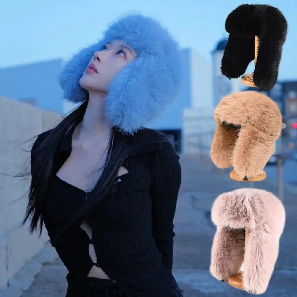 أزياء المرأة أفخم رقيق منفذها القبعات الشتاء الدافئة الصياد طيار جندي إيرفلاب يندبروف الدافئة سدادات حماية الأذن قبعة تزلج بيني #1