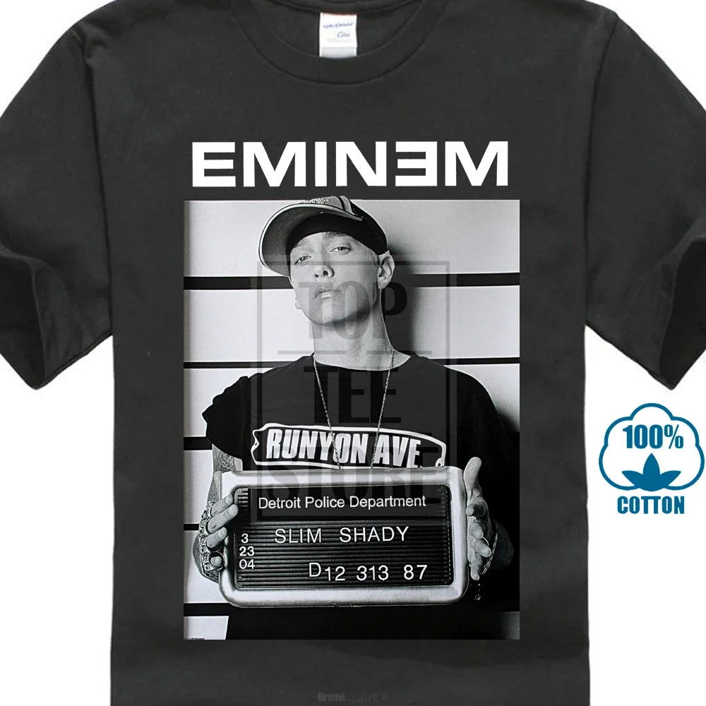 

T Shirt Fashion Eminem Arrest Mugshot Slim Shady Rap Rock T Shirt Officiel Hommes Funny Casual Clothing