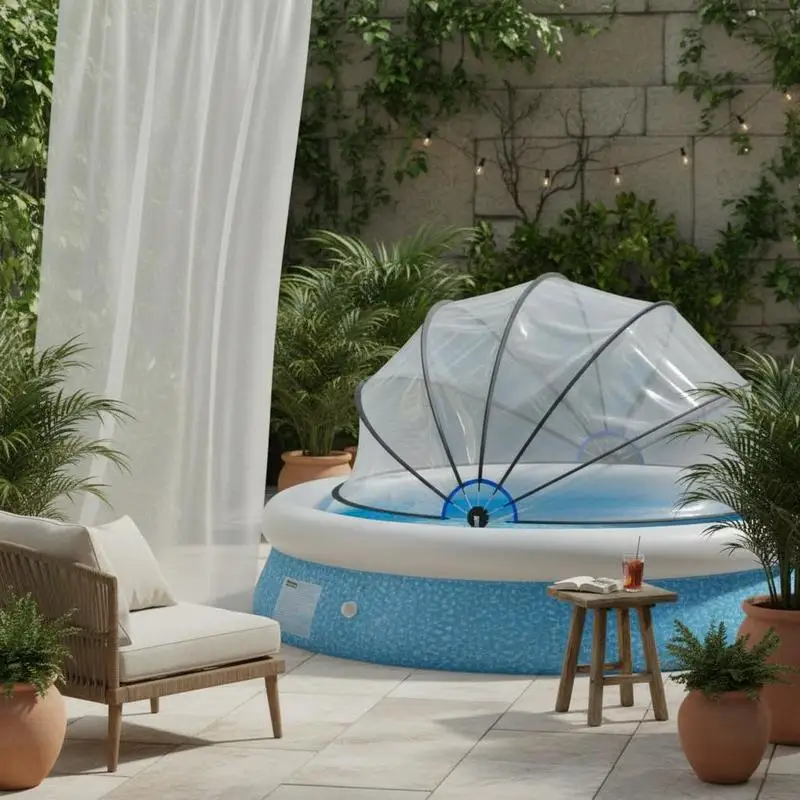 Runde transparente Pool-Kuppel aus PVC und Fiberglas, Maße 376x188cm …