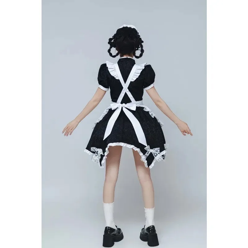 

Color Cosplayer Black Lolita Dress Suit Vintage Maid Cosplay Costume Chinese Style Lolita Dress Retro Lace Bow Gown Women Outfit