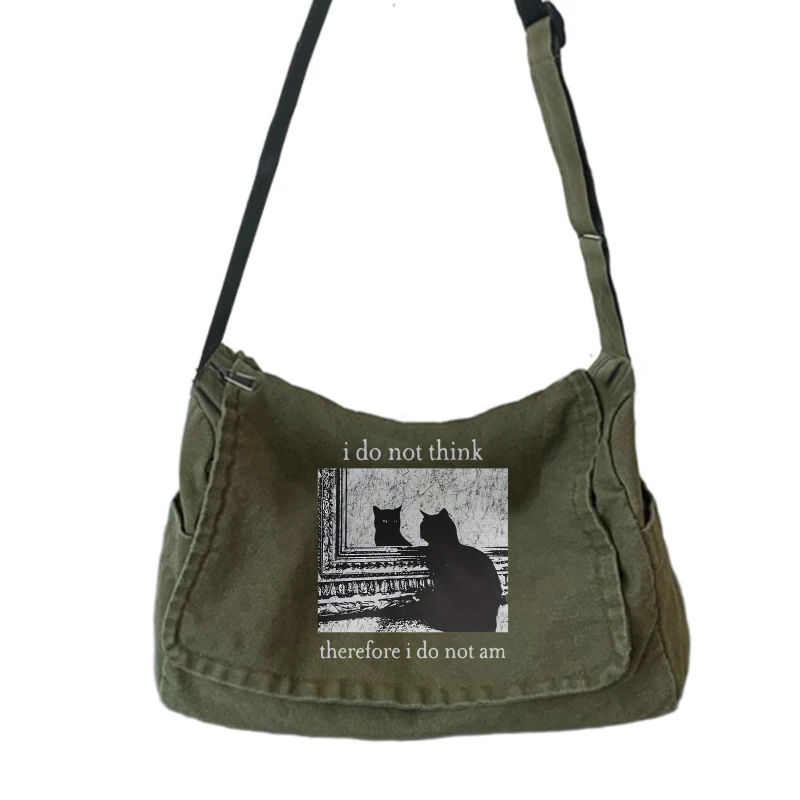 

Винтажная холщовая сумка унисекс, сумка на плечо, большая вместительная сумка-тоут с игривым кошачьим принтом, сумка через плечо для женщин, дорожная сумка для ноутбука