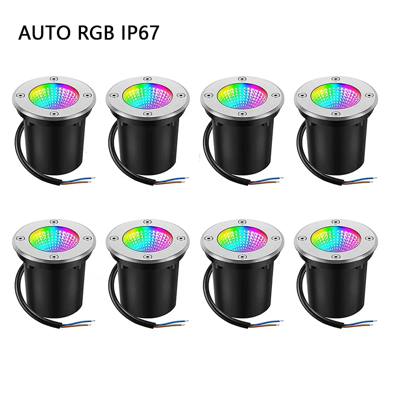 AUTO RGB IP67 Waterproof Led Light Garden Underground Lamp 10W 15W  Outdoor Buried Garden Path Spot Recessed Lnground Lighting