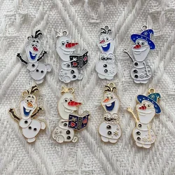 10pcs Cartoon Snowman Enamel Charms Pendant Smiling cute Snowman Metal Charms DIY Bracelet Earrings For Jewelry Accessories