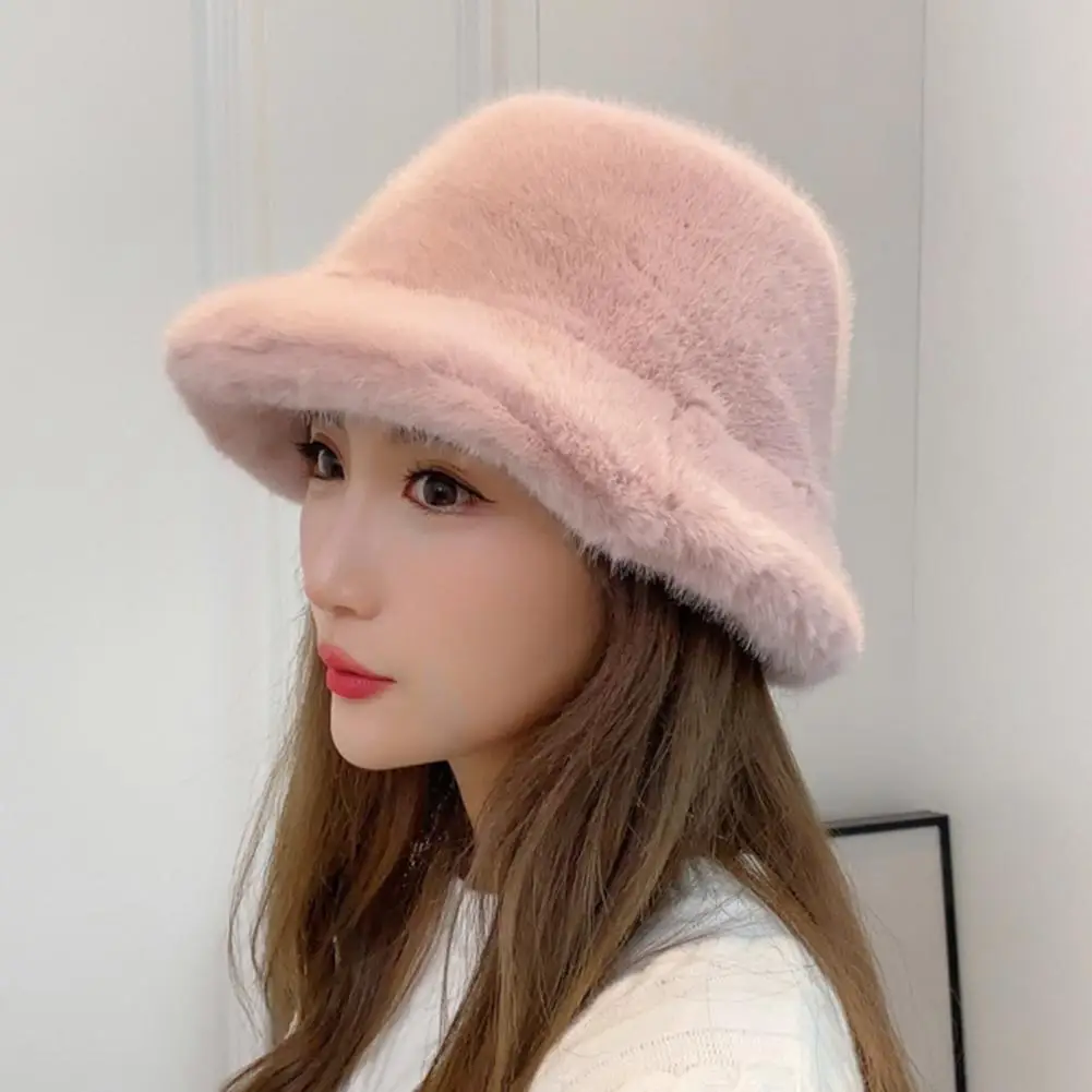 Women Outdoor Hat Cozy Faux Fur Winter Hat for Women Windproof Fisherman Cap with Plush Heat Retention Stylish Outdoor Skiing