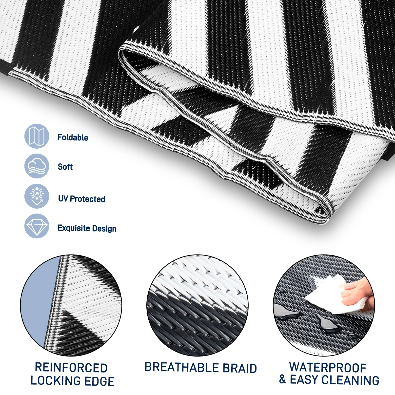 Outdoor Rug for Patio Clearance,Waterproof Mat,Reversible Mats, Plastic Straw Rug, Modern Area Rug for RV, Patio, Backyard