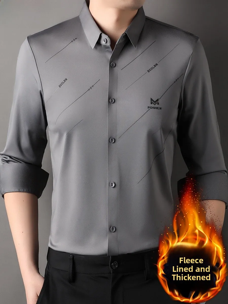 

TUCANO Woodpecker Men's Long Sleeve Shirt Autumn Winter Thickened Fleece Warm Anti-Wrinkle Iron-Free Fashionable Business Casual