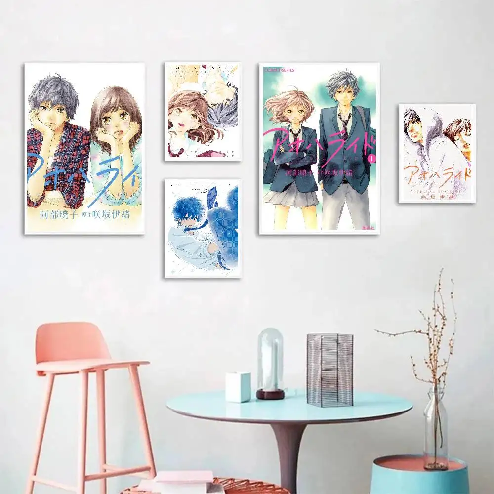Anime Blue Spring Ride Posters Living Room Bar Cafe Quality Canvas Vintage Style Comics Painting Art Home Wall Decor Picture