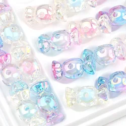 8pcs 3.1x1.5cm Random Color Mix Colorful Transparent Candy Shape Acrylic Beads Bracelet Ornaments Beaded Pen Accessories