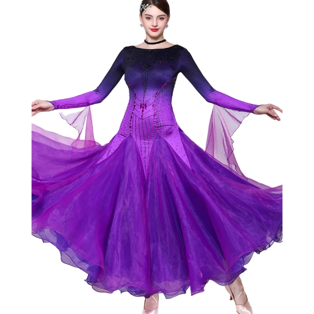Vestido de danza moderna, baile de salón, vals, baile de salón, baile Cha, danza cuadrada, gran actuación, disfraz de competición