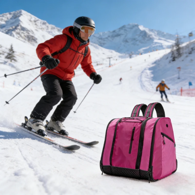 Large Capacity Waterproof Skiing Bag Skate Shoe Bag Helmet Snow Boot Multiple Compartments Organizer for Winter Outdoor Sports
