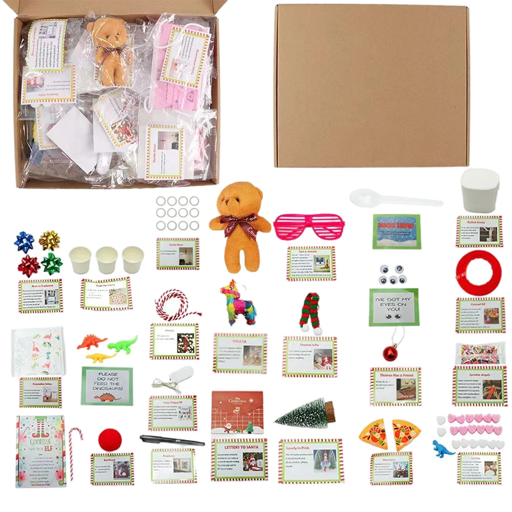 2024 Elf Kit 12/24 Days of Christmas Fun Elf Activities Props Christmas Countdown Present Box for Christmas Countdown Ideas Kit