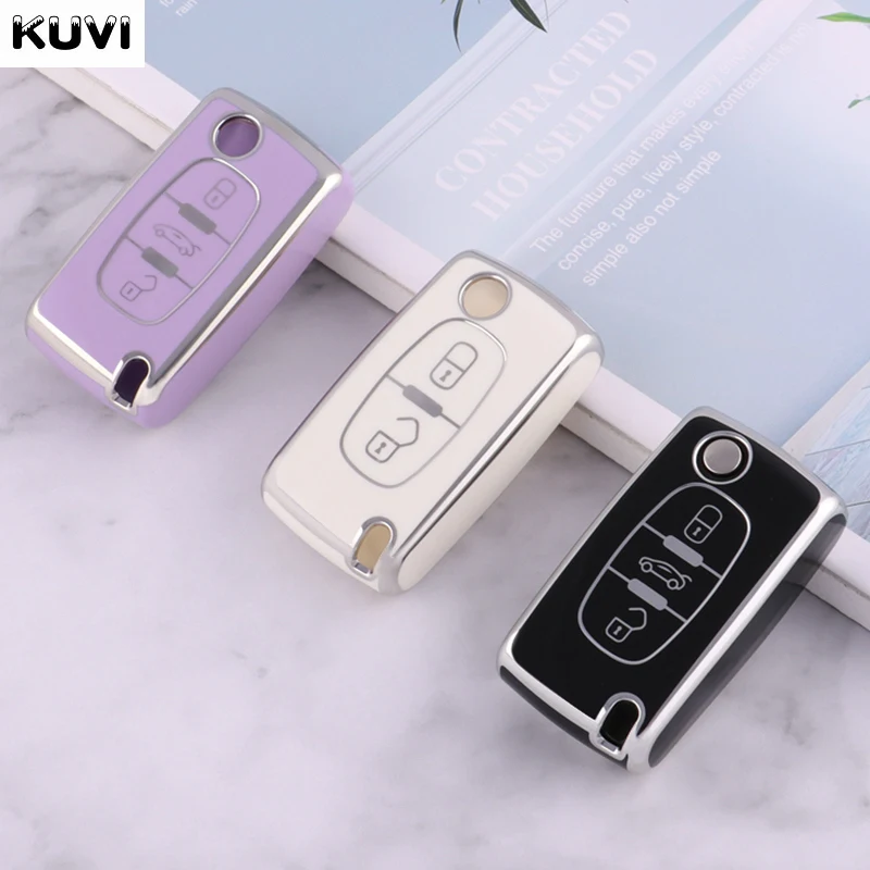 New TPU Car Remote Key Case Cover Shell For Peugeot 107 207 307 308 407 607 3008 5008 For Citroen Xsara Picasso C5 C6 C8 Keyless image 3