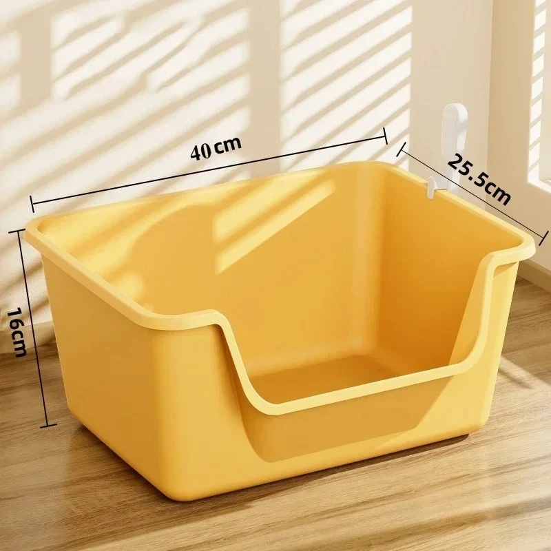 Large Capacity Cat Litter Box Semi-Closed Anti-Splash Design with Sand Leakage Board Easy Clean Pet Toilet for Multi-Cat Homes