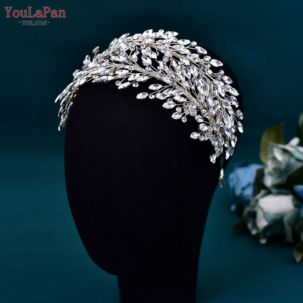 TOPQUEEN Luxury Rhiestone Headband Bridal Wedding Hair Accessories Woman Party Headwear Handmade Crystal Hair Hoops HP588