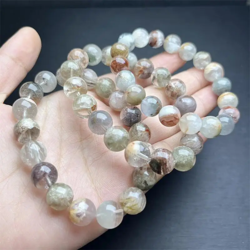 

10MM Natural Garden Quartz Rabbit Hair Quartz Bracelet Gemstone Crystal Reiki Healing Gemstone Bracelet Fengshui Jewelry Gift