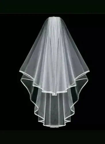 

Romantic New Design Bridal Wedding Veil 2 Tier Comb Attached Handmade Elbow Length White