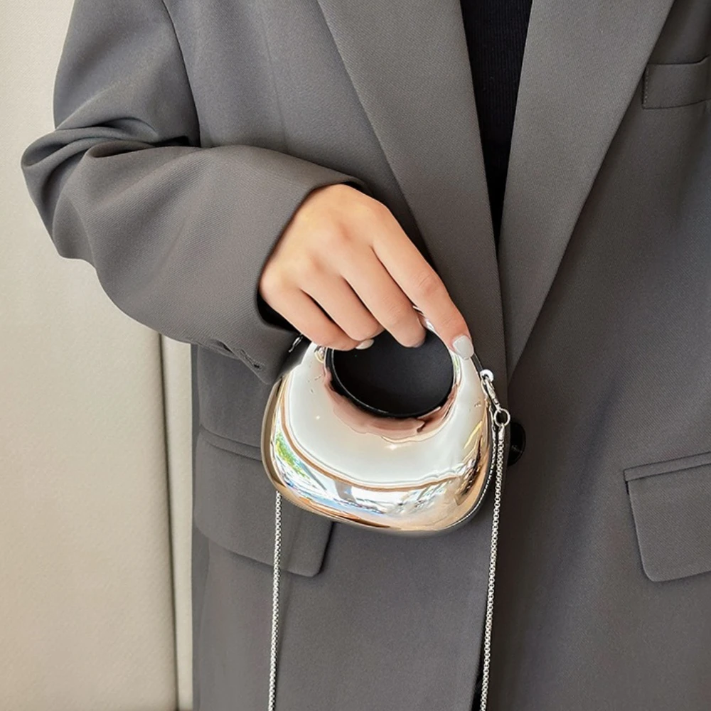 حار بيع المرأة حقيبة كروسبودي 2025 جديد بولي كلوريد الفينيل بريق معدني نصف القمر مأدبة الحفلات حقيبة نسائية حقيبة يد فاخرة Bolso De Mujer #2