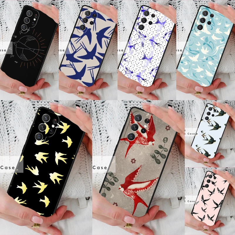 Swallows Bird Phone Cover Case for Samsung Galaxy S26 Ultra S20 FE Note 10 S24 S23 S21 S25 Plus S22