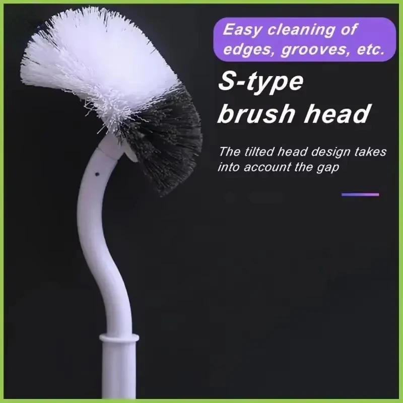Bathroom Wall-mounted S-type Toilet Curve Brush Bent Head Corner Gap Brush Soft Hair Household Items Cleaning Tools Accessories