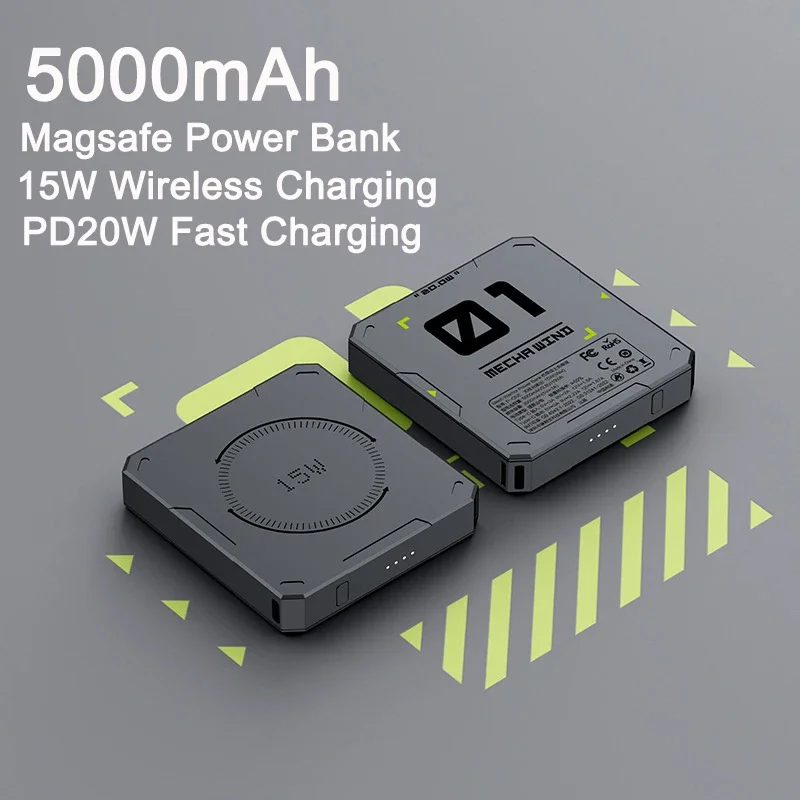 Magsafe Power Bank Fast Charge Wireless Charging 5000mAh Mini Powerbank Portable External Battery Charger for iPhone 15 Xiaomi