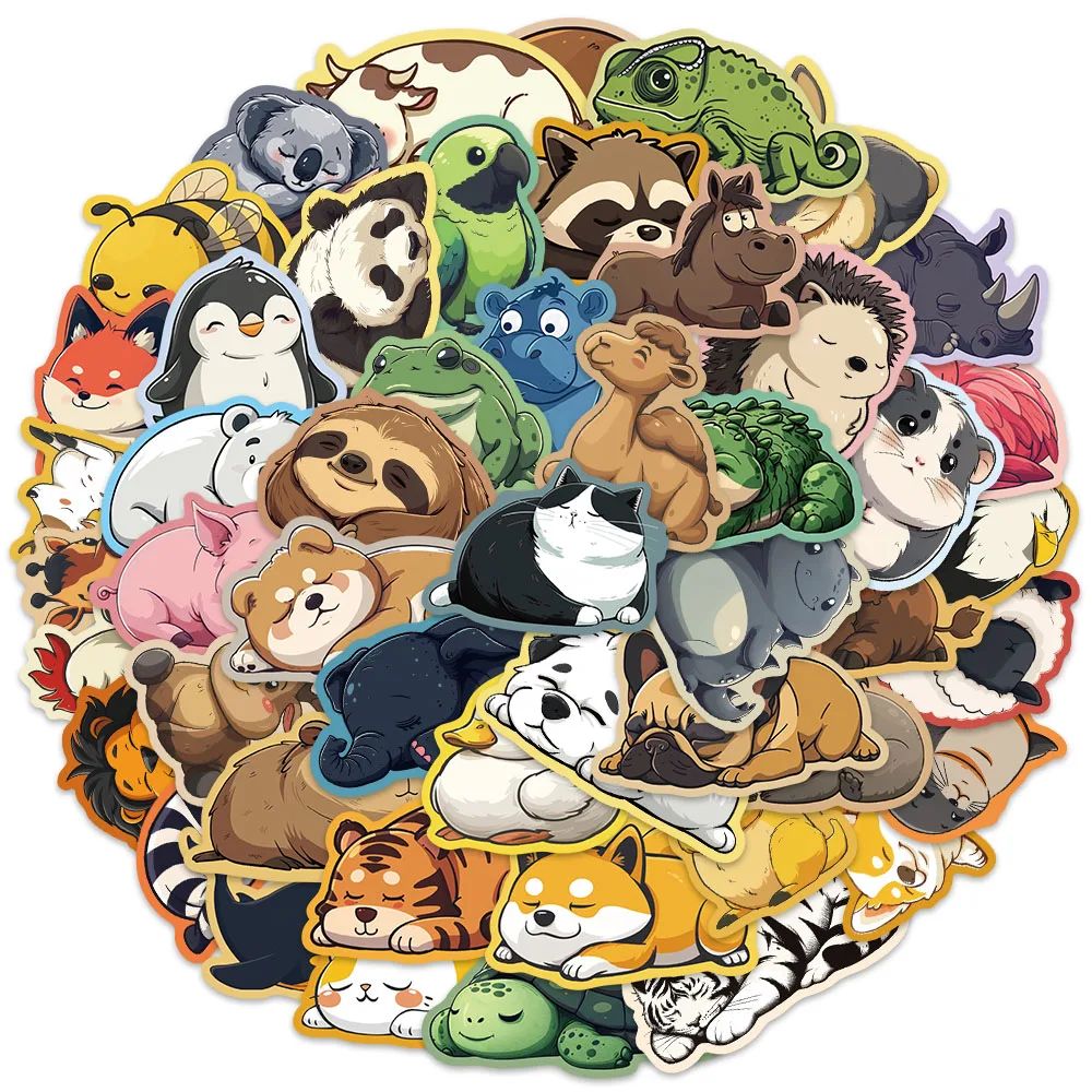 50pcs Cute Cartoon Animals Stickers For Kids Adults Water Bottle Stickers Laptop Luggage Notebook Waterproof Vinyl Car Decals