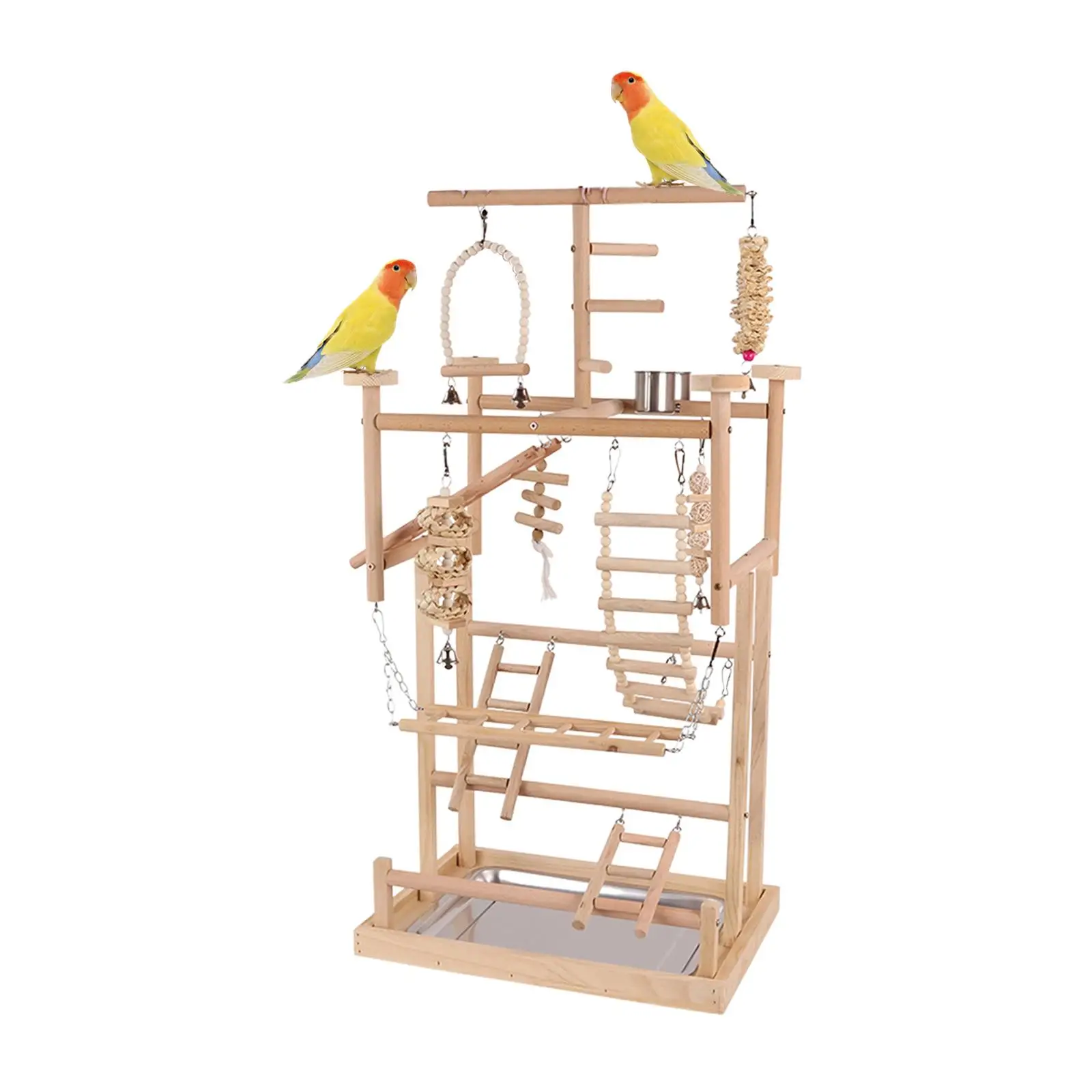 Bird Playground with Ladder Bird Activity Center Wood Bird Perches Stand for Bluebirds Cockatiel Lovebird Hummingbird Parakeet