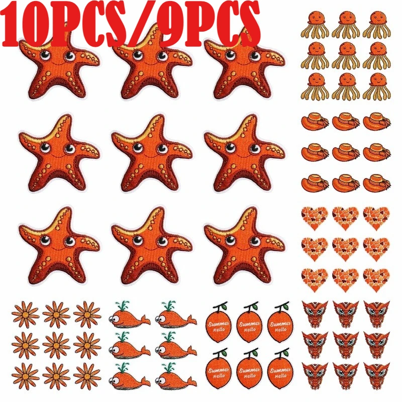 الجملة الكرتون البحر الحيوان المطرزة التصحيح الملابس الحوت قنديل البحر نجم البحر الكي الملابس الخياطة ملصق يدوي الصنع شارات #1