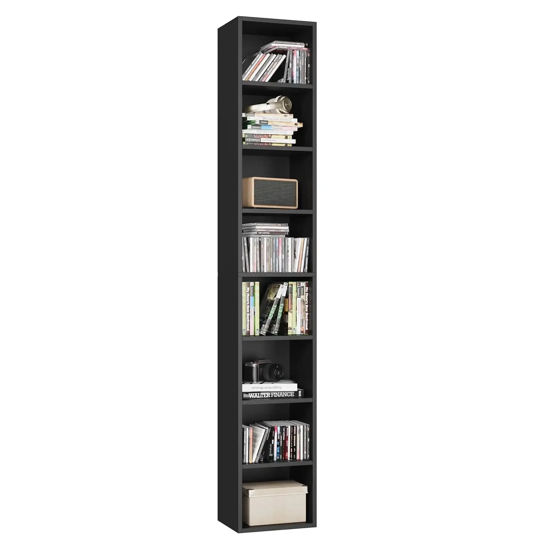 

8-Tier Wood Bookcase, 71'' Tall Storage Cube Organizer with Adjustable Shelves, Black