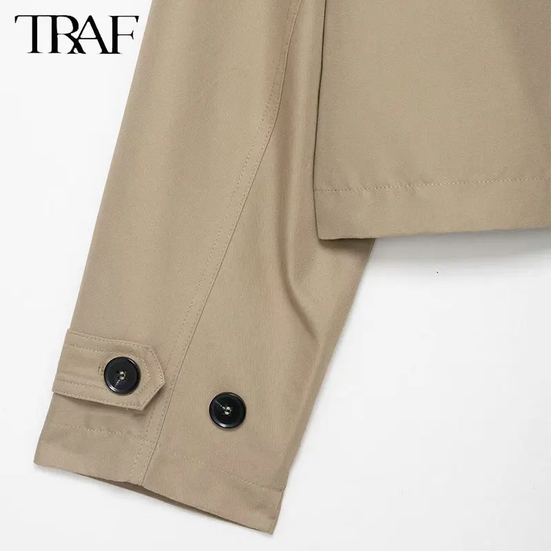 TRAF élégant automne angleterre 2025 femmes coupe-vent droit Double boutonnage mode Vintage Streetwear décontracté femme vent manteau