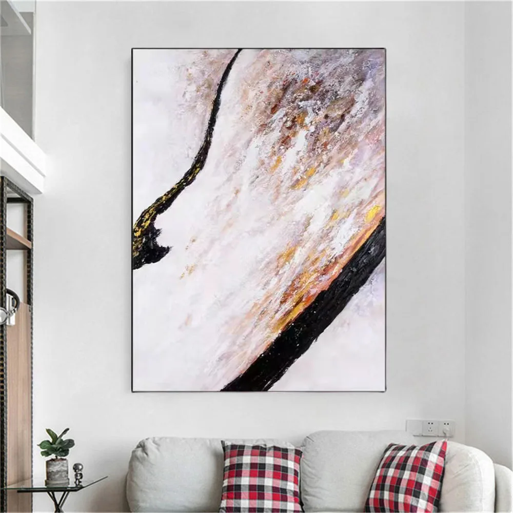 100% اليدوية النفط اللوحة مجردة ثلاثية الأبعاد الأصفر سميكة الملمس قماش لوحات صور فنية للجدران عمل فني لتزيين غرفة الطعام #6