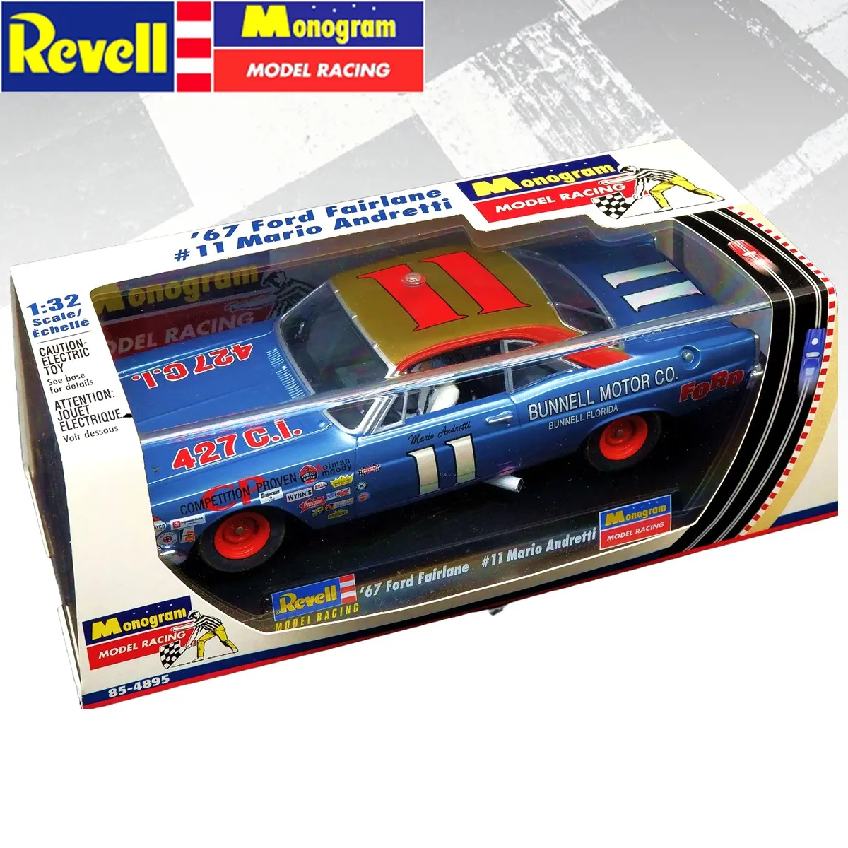 Revell/Monogram Slot Car 1:32 Modelo Racing 85-4895 '67 Ford Fairlane # 11 Campeón de Mario Andretti 1967 Daytona 500